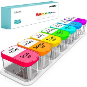 Daviky Extra Large Weekly Pill Organizer 2 Times a Day, XXL AM PM Pill Organizer 7 Day, Big Pill Case with Large Compartments, Daily Medicine Box to Hold Vitamin, Supplement and Medication