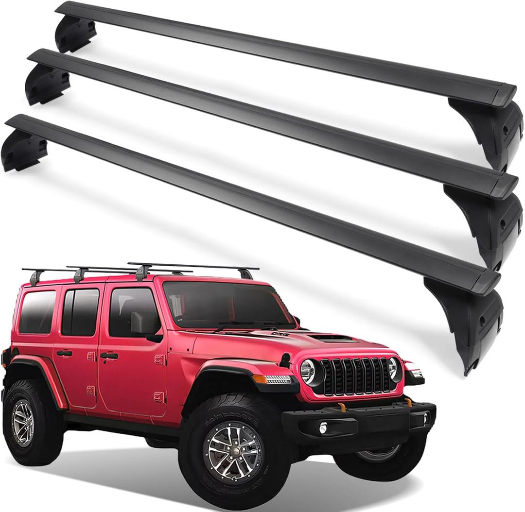 330lbs Heavy Duty Roof Racks 3PCS Fit for Jeep Wrangler JK JL Gladiator JT 2007-2026 Hard Top 2 & 4 Door W/Anti-Theft Lock Cross Bars for Tent Travel Bike Kayak Snowboard 330lbs Heavy Duty Roof Racks 3PCS Fit for Jeep Wrangler JK JL Gladiator JT 2007-2026 Hard Top 2 & 4 Door W/Anti-Theft Lock Cross Bars for Tent Travel Bike Kayak Snowboard