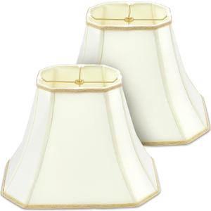 Set of 2 Medium Bell Lamp Shade 6.25" x 8" Top 11" x 16" Bottom 12" High (Spider) Rectangle Cut Square Replacement Vintage Silk Lampshade for Table Floor Living Room Bedroom (Eggshell)