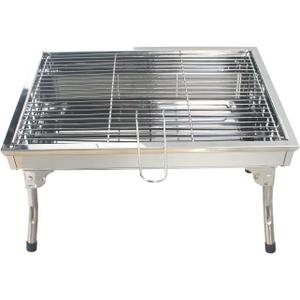 Portable Stainless Steel Grill, Home Charcoal Grill and Outdoor Folding Grill, Perfect for Traveling, Outdoor Cooking and BBQ, Camping, Picnics. (Silver Large)