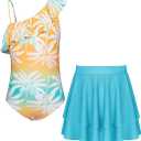 GRACE KARIN Girls One Piece Swimsuits with Mesh Skirt Bathing Suit Swimwear 14Y
