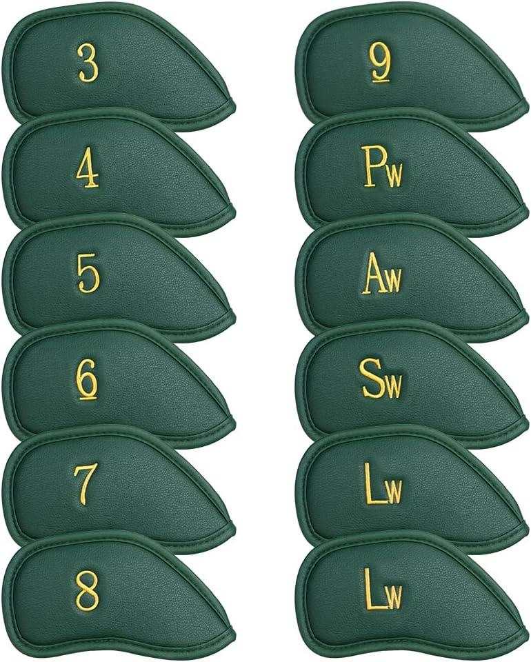 CRAFTSMAN GOLF 12pcs or 1pc Thick Synthetic Leather Golf Iron Head Covers Set Headcover Fit All Brands Callaway Ping Taylormade Cobra Etc. Also Custom Name
