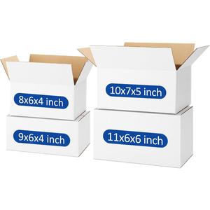 Assorted-Sizes-Shipping-Boxes-40-Pack: 8x6x4 & 9x6x4 & 10x7x5 & 11x6x6 Small-Shipping-Boxes-Mailers, White Corrugated-Cardboard-Boxes-for-Packing-Small-Business Mailing