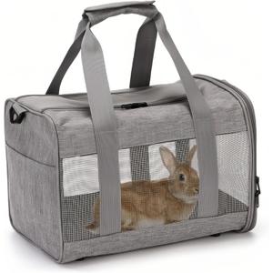 PINVNBY Small Pet Carrier, Guinea Pig Carrier, Bunny Carrier for Travel Camping Outdoor, Breathable Pet Portable Hand Bag for Hamster Bunny Guinea Pig Gray