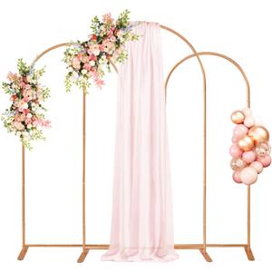 Aluminum Arch Backdrop Stand Set of 3 (7.2FT & 6.6FT & 6FT), Gold Wedding Balloon Arched Frame, Metal Arch Stand Backdrop for Birthday Party Baby Shower Ceremony Decoration Indoor Outdoor