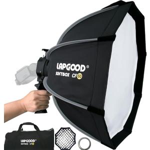 Bowens Mount Softbox 24''/60CM Handheld Quick Set-up, S-Type Bracket Compatible with Godox Canon Sony Fuji YongNuo Flash AD200PRO V1 TT600 V860III 430EXIII SB500 YN320EX YN560