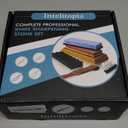 Intelitopia Complete Knife Sharpening Stone Set  Dual Grit Whetstone 400/1000 3000/8000 Knife Sharpener with Leather Strop, Flattening Stone, Bamboo Base, 3 Non-slip Rubber Bases & Angle Guide