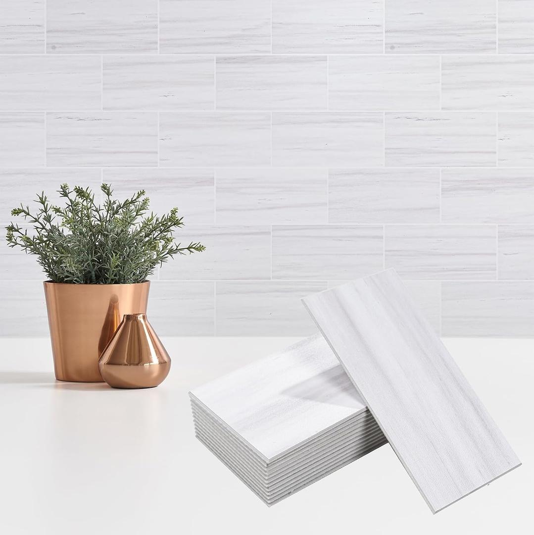 StyloVue 100 Pieces Peel and Stick Backsplash for Kitchen, 3" x 6" PVC Subway Tile 2026 Upgraded Dolomite Star Gray Backsplash Stick on Tile Elevate Kitchen Fireplace RV