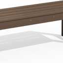 SERWALL 47 Inches Outdoor Bench, All Weather HDPE Backless Bench with Wood Grain Texture for Garden Porch and Park, Curved Bench Seat for Comfort, Coffee