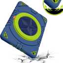 XZC iPad 9th/ 8th/ 7th Generation Case (iPad 10.2 Case 2021/2020/2019) Heavy Duty Shockproof Rugged Cover with Rotating Stand/Pencil Holder/Carrying Shoulder Strap (Blue and Green)