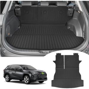 RAV4 Cargo Liner Trunk Mat 2019-2024 TPE All Weather Back Seat Cover Protector Accessories (Backrest Mat+Cargo Liner)