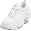 K KIP WOK Chunky Sneakers for Women Fashion Platform White Leather Casual Dad Shoes Comfortable Wedge Walking Sport Sneakers (10)