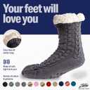 LUTHER PIKE SEATTLE Slipper Socks for Women - Warm, Cozy Socks w/Grippers (Blue)
