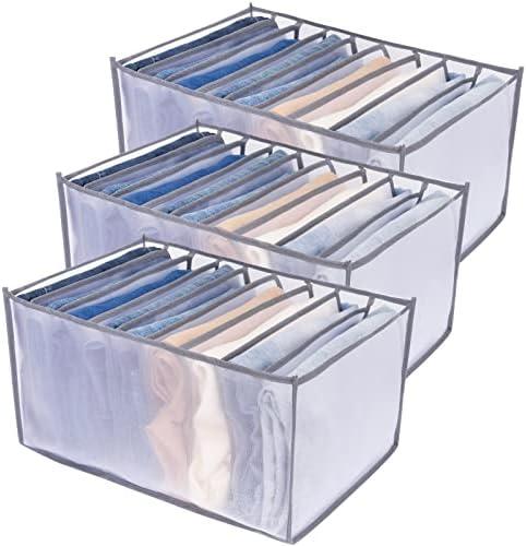 Upgraded Wardrobe Clothes Organizer, TIGARI Drawer Dividers for Clothes, Drawers Organizer for Clothes, Compartment Storage Box for Bedroom Dorm Room(Gray, 9 Grids)