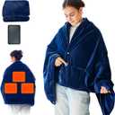 GLITI USB Heated Blanket,Cordless Electric Blanket with 10000mAH Battery,61" x 34" Heated Throw Blanket with 3 Fast-Heating Levels,Machine Washable Super CozySoft Portable Heated Blanket for Women Men