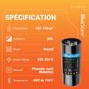 [UL Listed] BlueStars 161-193 uf MFD 50/60 Hz 220-250 VAC Universal CD60 Round Motor Start Capacitor - Replacement Part for AC Electric Motor Operation - Lifetime Up to 30.000 Hours