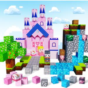 Magnetic Blocks, 130PCS Build 3D Magnet World Set, Magnetic Tiles Building Blocks Toddler Toys STEM Sensory Outdoor Toys for 3+ Year Old Boys & Girls, Creative Kids Games Kids Birthday Gifts