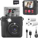 ESOXOFFORE Kids Camera Instant Print, Christmas Birthday Gifts for Kids Age 3-12, Selfie Digital Camera with 1080P Videos,Toddler Portable Travel Cameras Toy for 4 5 6 7 8 9 Year Old Boys Black