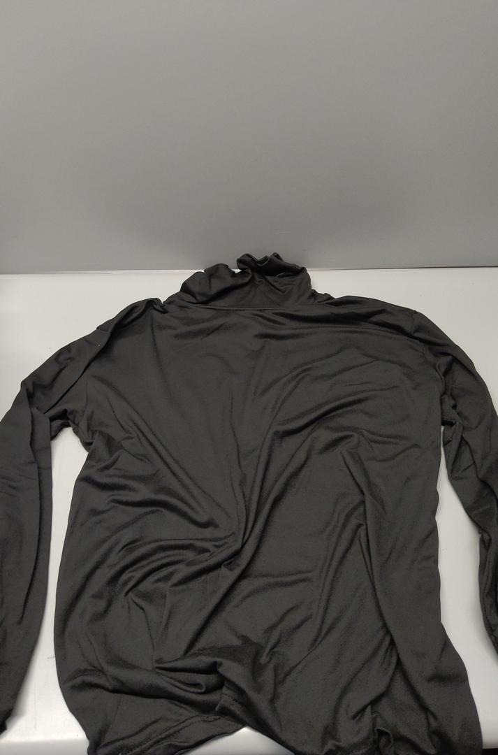 Hrbtens Men Casual Turtleneck Slim Fit Basic Tops Lightweight Thin Pullover Sweater Long Sleeve Underwear Male Blouse T-Shirt Black (Black, M)