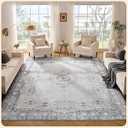 Istana Stylish Foldable Stain Resistant Rug 10x14 - Grey/ Gold - Boho Washable Area Rug
