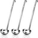 meekoo Stainless Steel Ladle Soup Handle Ladle with Pouring Rim for Kitchen Cooking Soup Sauce (6 oz)