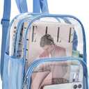 Busiuw Clear Backpack for Stadium Events 12x12x6 with Front Pocket for Concert Sport Fashion Women Backpack Events Work Travel (Sky blue)