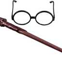 Disguise Harry Potter Accessories Set, Costume Wand and Glasses Kit Black & Brown, Childrens Size