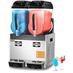 VEVOR Commercial Slushy Machine, 12Lx2 Double Tank Frozen Drink Machine, 96 Cups Stainless Steel Margarita Smoothie Frozen Drink Maker, Slushie Maker for Home Party Restaurants Cafe Bars