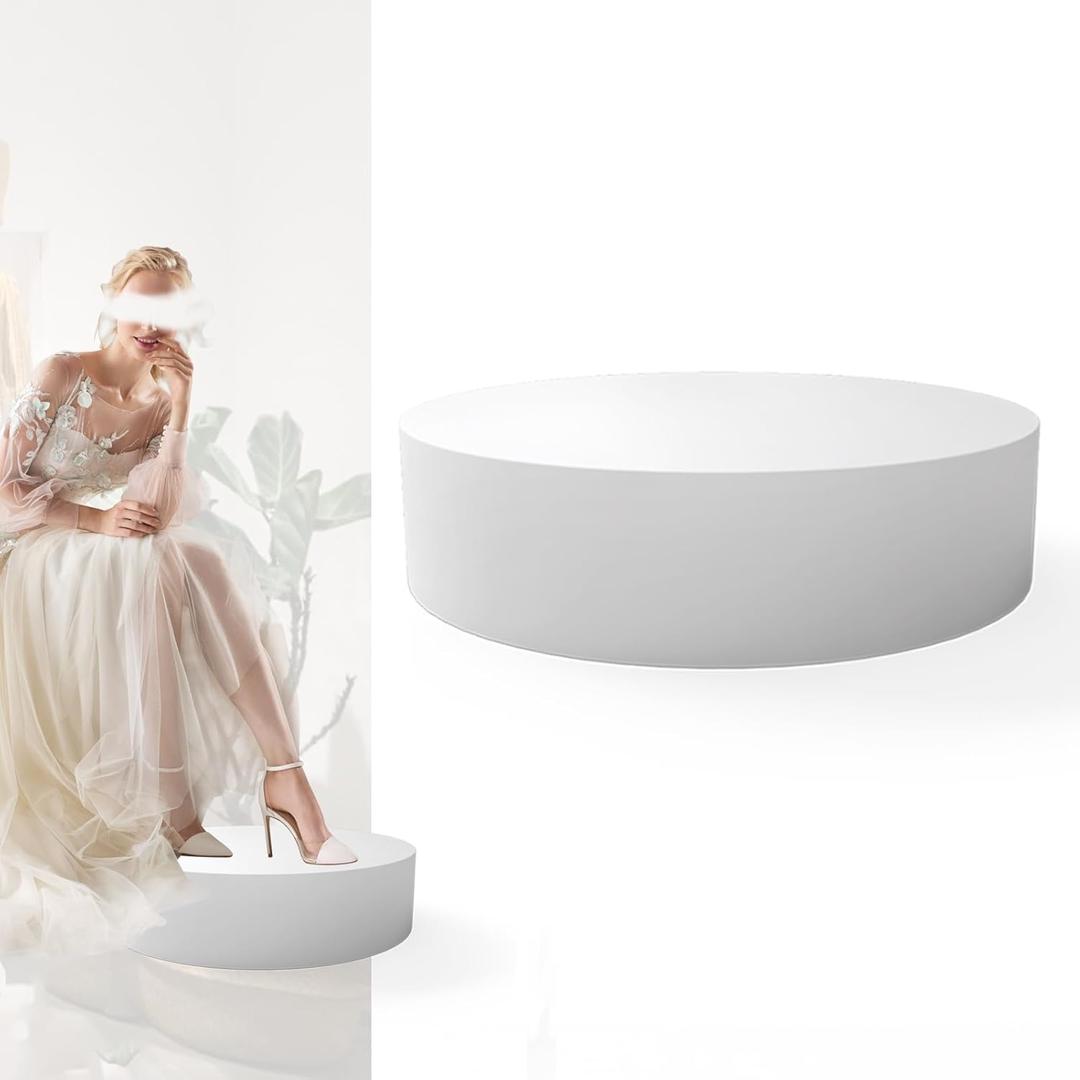 Jueraori 23.6x5.9in Round Mannequin Display Pedestal Stands, Bridal Shop Cylinder Plinth Raiser Stand, Party Event Decor Platform Base Tables For Model Comic-Con Air Conditioner Heightening Boutiques (white)