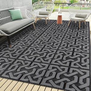 SAND MINE Reversible Mats, Plastic Straw Rug, Modern Area Rug, Large Floor Mat Rug for Outdoors, RV, Patio, Backyard, Deck, Picnic, Beach, Trailer, 9 x 12 Ft