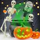 Halloween Decorations Indoor, Black Plastic witches cauldron, Cauldron Halloween Decor - DIY Floating Potion Set with Magic Floating Potion Bottles and Diffuser, Decoration for Spooky Vintage