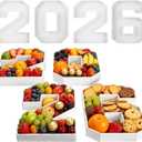 2026 Charcuterie Number Boxes Set, 14.2 x 11.2 inch Large Fillable Number Charcuterie Boards, Deep Food Serving Tray for Graduation Party Birthday Celebration Dessert Snack Display Decorations
