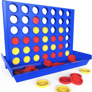 Big Size 4 in a Row Game for Kids Ages 3 for Boys Girls Teens, Family Tabletop Games Indoor & Outdoor for Yard, Lawn, Camping, Party, Foldable Design with 6 Spare Discs