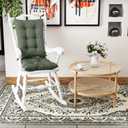 Klear Vu Omega Non-Slip Rocking Chair Cushion Set with Thick Padding and Tufted Design, Includes Seat Pad & Back Pillow with Ties for Living Room Rocker, 17x17 Inches, 2 Piece Set, Celadon