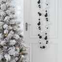 Liliful 2 Pcs Black Christmas Garland Decorations 6 ft Black and Silver Ball Ornaments Gothic Bulb Garland Xmas Tree Bauble Decoration for Party Supplies Indoor Outdoor Home Decoration