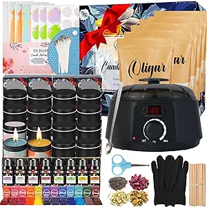 Oligar Complete Candle Making Kit, DIY Candle Making Supplies for Adults,Beginners, Including Bees Wax, Candle Wicks, Dyes, Melting Pot, Rich Scents, Spoon, Candle Jars, Rubber Pads, Decorative Label
