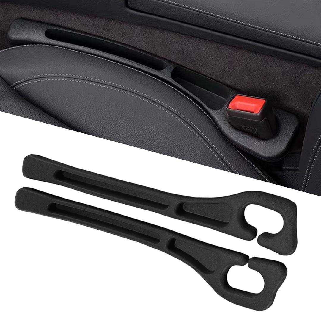 Car Seat Gap Filler Set of 2, Multifunctional Seat Side Gap Seam Filler Organizer with Phone Holder, Universal Fit Fill The Gap Between Seat & Console for Car, SUV, Truck