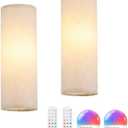 Shenmoyl Adhesive Battery Operated Wall Sconce Set of 2, 5000 mAh Battery Rechargeable Bulb with 12 RGB Colors, Stick on Wall Sconce No Drill Wall Lights, Linen