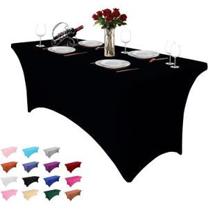 8FT Table Cloth for Rectangle Table Black Tablecloth Rectangular Fitted Stretch Spandex Table Covers 8 ft for Birthday, Cocktail, Wedding, Banquet Spring Summer Outdoor Party 8FT Table Cloth for Rectangle Table Black Tablecloth Rectangular Fitted Stretch Spandex Table Covers 8 ft for Birthday, Cocktail, Wedding, Banquet Spring Summer Outdoor Party