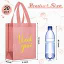 Sweetude 30 Pcs Thank You Gift Bags with Handles, Reusable Non Woven Foldable Goodie Bags Bulk for Graduation Teacher Appreciation Wedding Bridesmaid Favors(10 x 8 x 4 Inch,Leather Pink)