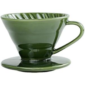 Ceramic Coffee Dripper Filter, 60Angle Tapered Hand Brew Coffee Cup Drip, Reusable Porcelain Pour Over Coffee Dripper, Retro Filter Coffee Set For Travel Camping Office Home (Green)