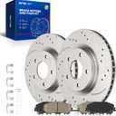 KAX Front Brake Kit, Drilled and Slotted Brake Rotors, Ceramic Brake Pads | Fits Nissan Rogue 2014 2015 2016 2017, 11.65in Front Brake Rotors and Pads Kit, Automotive Replacement Brake Kit