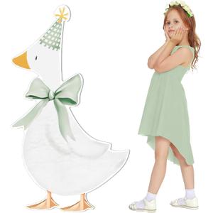 4 Feet One Silly Goose Party Decoration 1st Birthday Silly Goose Cardboard Cutout Standup Photo Props Party Back Drops for 1st Birthday Baby Shower Party Supplies (Green)
