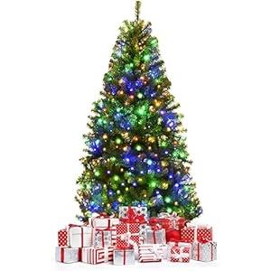 Goplus 4FT Pre-Lit Artificial Christmas Tree Auto-Spread/Close up Branches 11 Flash Modes with Multicolored 100 LED Lights & Metal Stand