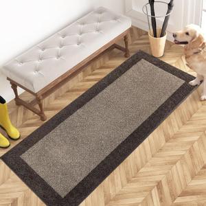 PURRUGS Dirt Trapping Door Mat 24" x 60", Non-Slip Washable Entry Mat, Dog Doormat, Front Door Mat, Super Absorbent Entrance Mat for Muddy Shoes & Paws, Grayish Brown & Coffee