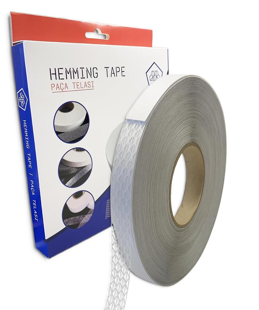 Iron on Hemming Tape Double Sided Heavyweight 0.55 in x 55 yd - No Sew Hem Tape for Curtains, Denims, Thick Fabric - Extra Strong Stitch Witchery - Breathable, Durable, Washable (Transparent / White)