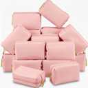 Kigeli 15 Pcs Aesthetic Makeup Bags PU Leather Cosmetic Pouches Waterproof Plain Toiletry Bags Makeup Pouches Bulk for Women Party Gift Travel Storage Organizer(Pink)
