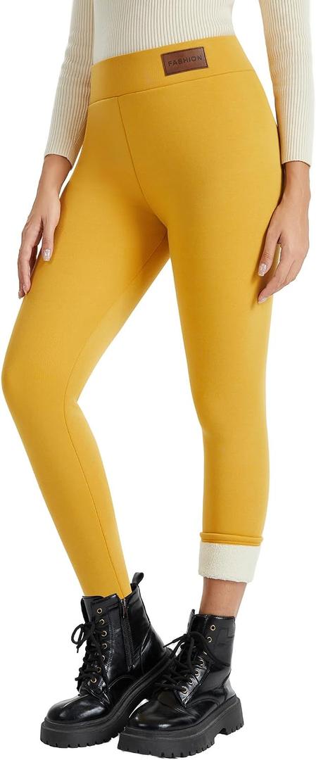 Sherpa Fleece Lined Leggings Women Winter Warm Thermal Tights Soft High Waist Thick Pants for Cold Weather