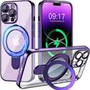 Magnetic for iPhone 14 Pro Case with Invisible Stand[Compatible with MagSafe][Full Camera Lens Protector][Military Drop Protection]Shockproof Not Yellowing Clear Slim Soft for Women Men, 6.1 inch