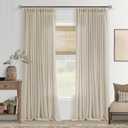 Neutral Linen Curtains 102 Inch Long Pinch Pleated 2 Panels for Living Room Light Filtering Semi Sheer Pinch Pleat Curtain 102 Length Memory Trained Boho Farmhouse Earthy Tone Drapes Apricot Oatmeal (40"W x 102"L (Pack of 2))